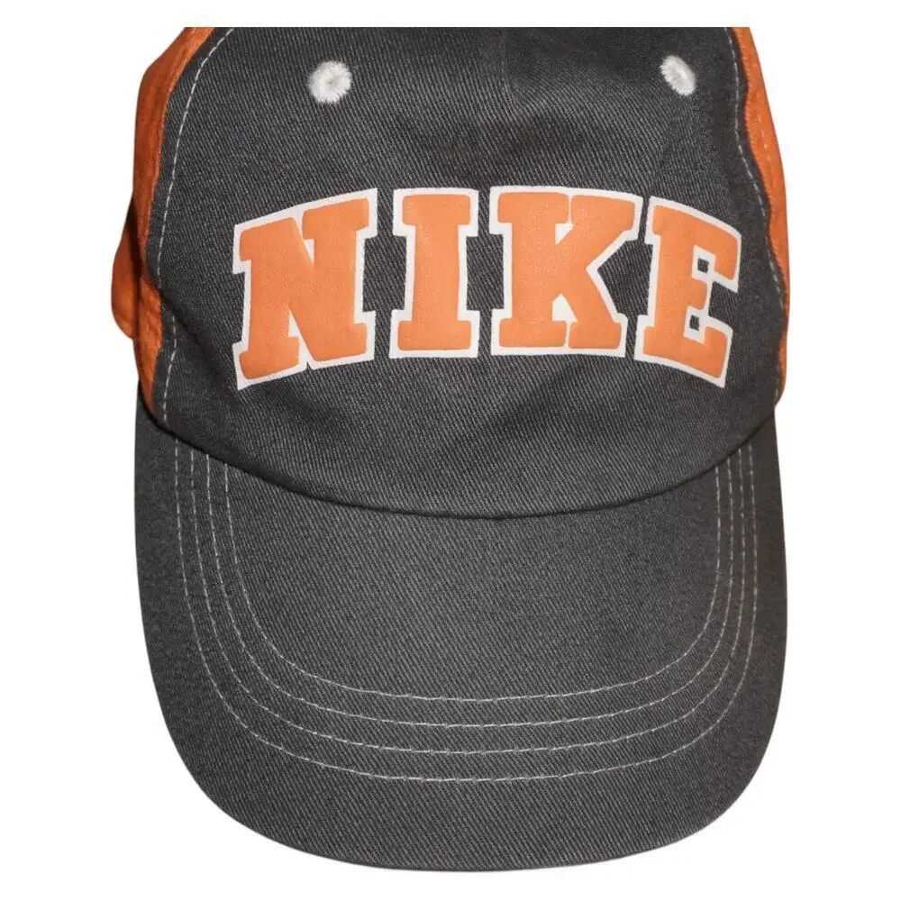 NIKE Kids Two-Tone Baseball Hat Cap Orange Grey Strapback Youth Adjustable